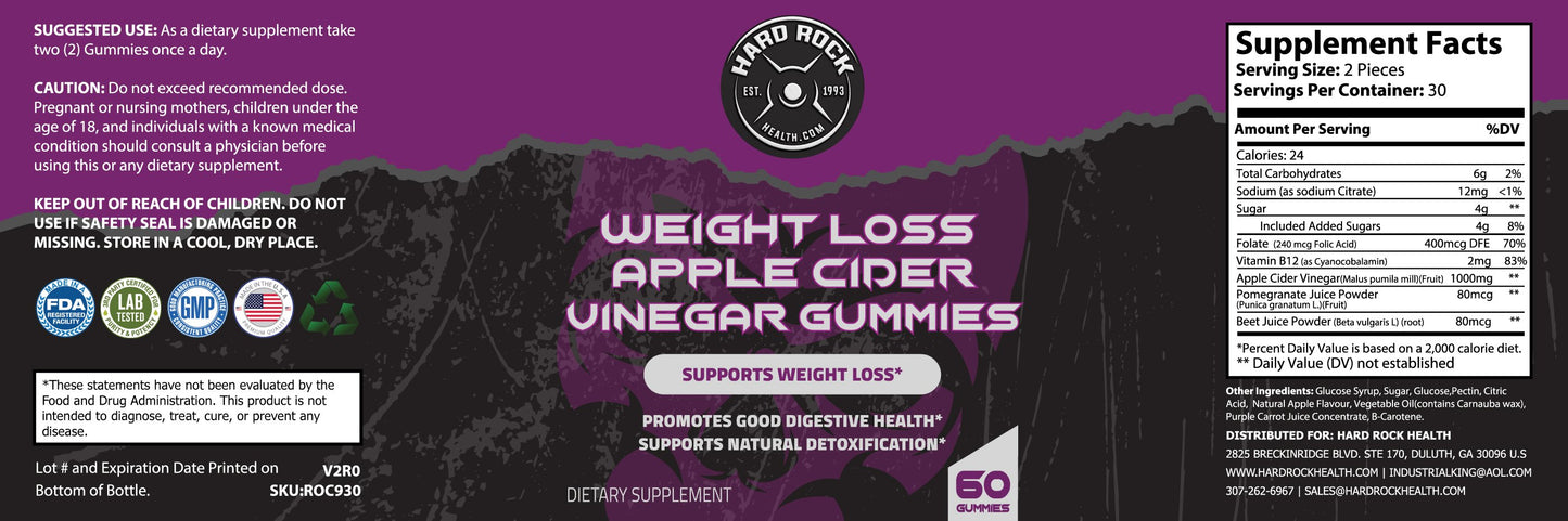 Weight Loss Apple Cider Vinegar Gummies- Better Digestive Health